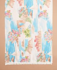 Tropical-Print Cotton-Silk Oblong Scarf