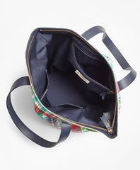 Madras-Print Canvas Tote Bag