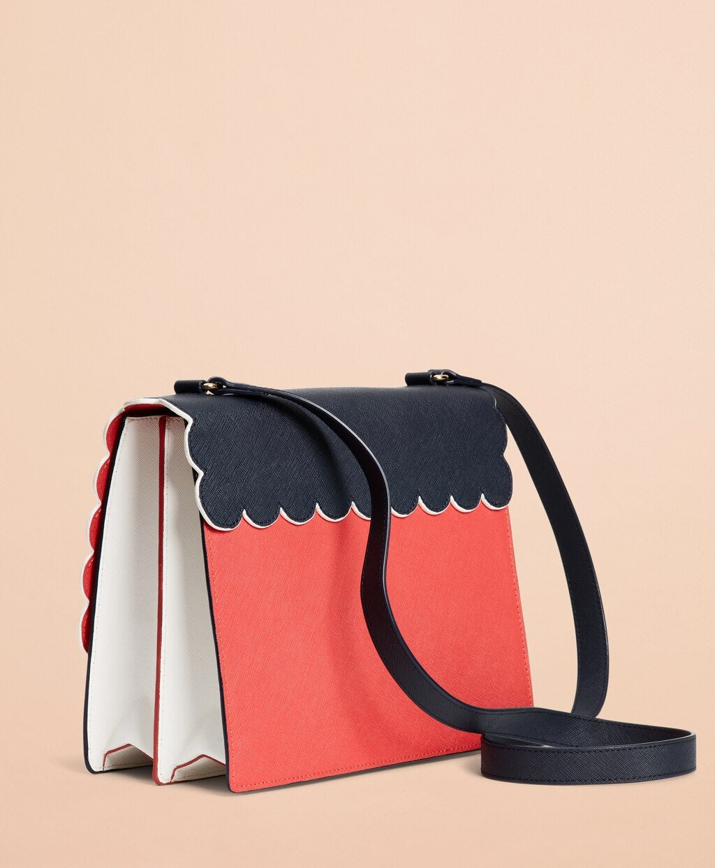 Color-Block Saffiano Leather Shoulder Bag