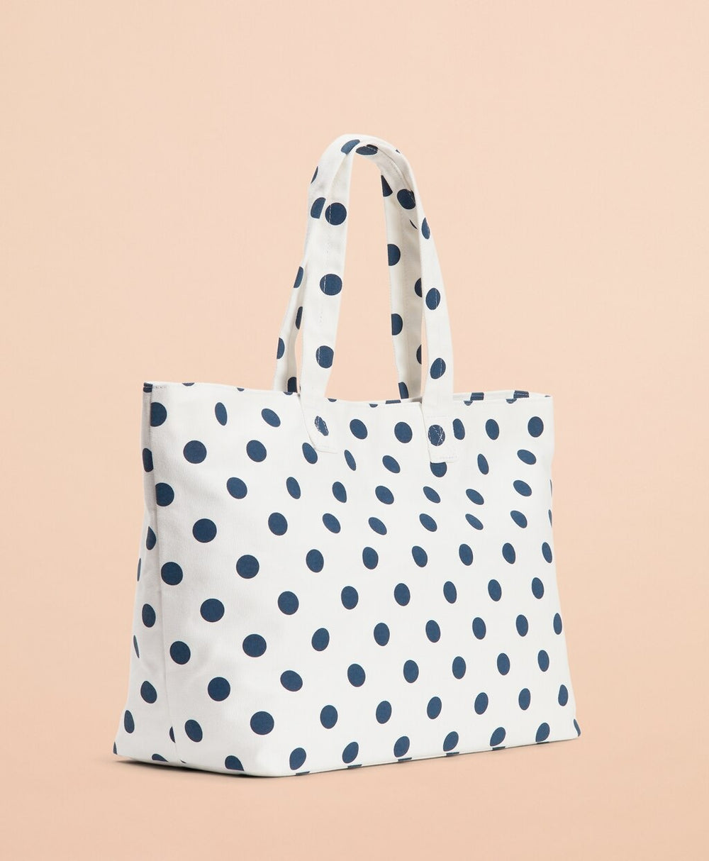 Polka-Dot Canvas Tote Bag