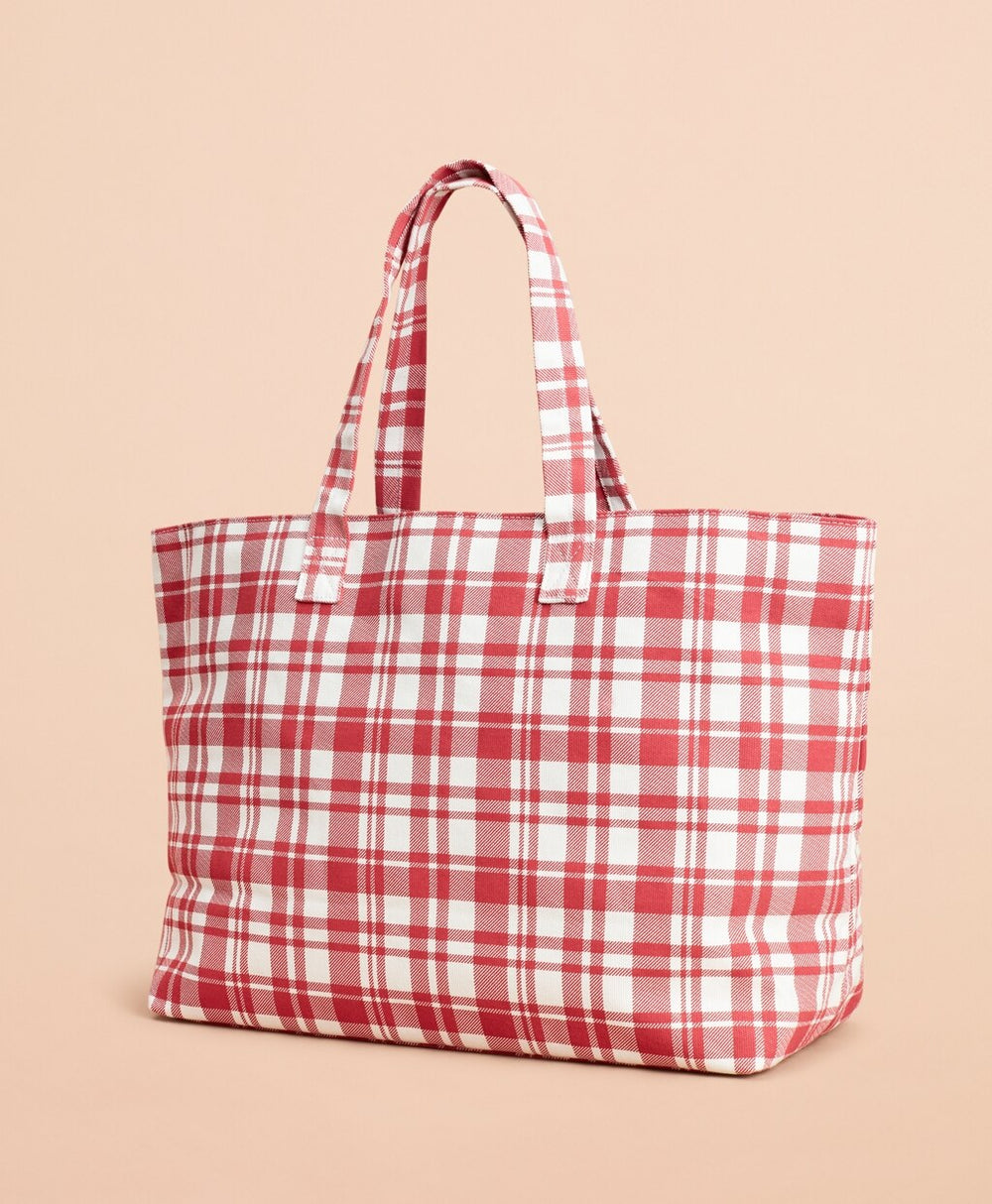 Plaid Canvas Tote Bag