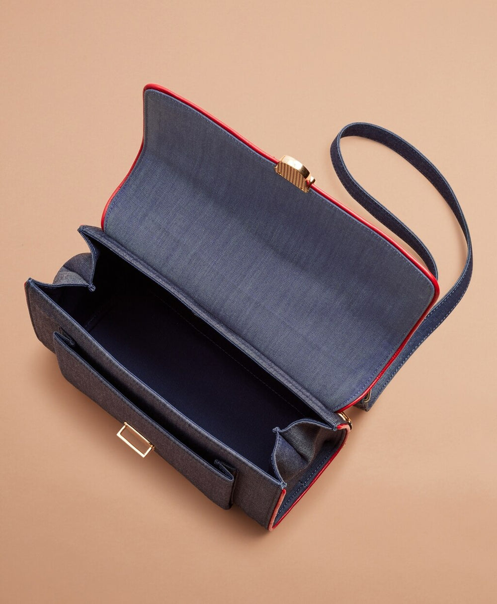 Denim Chain-Strap Shoulder Bag