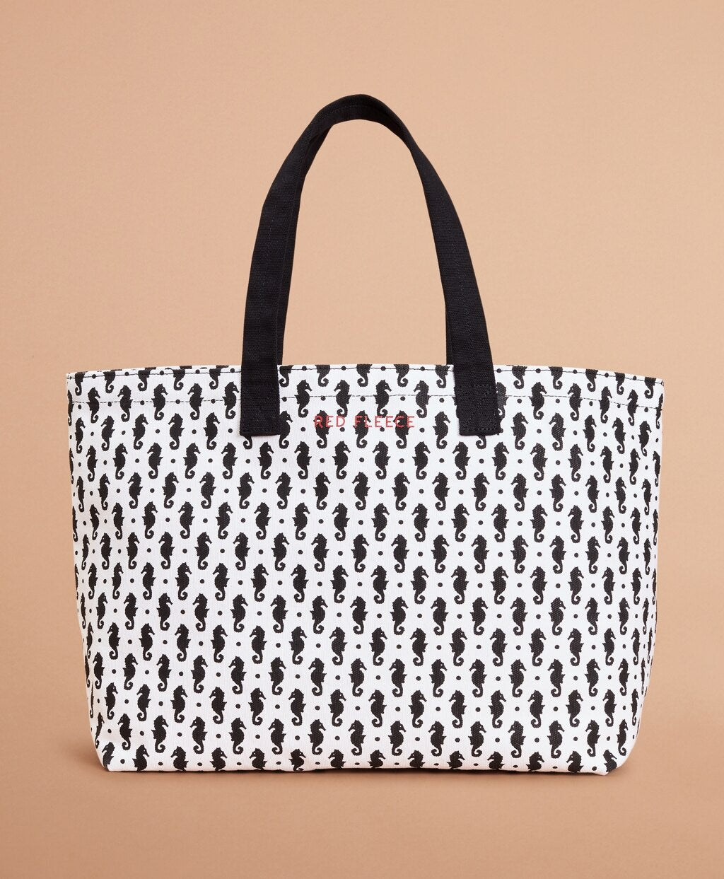 Seahorse-Print Canvas Tote Bag