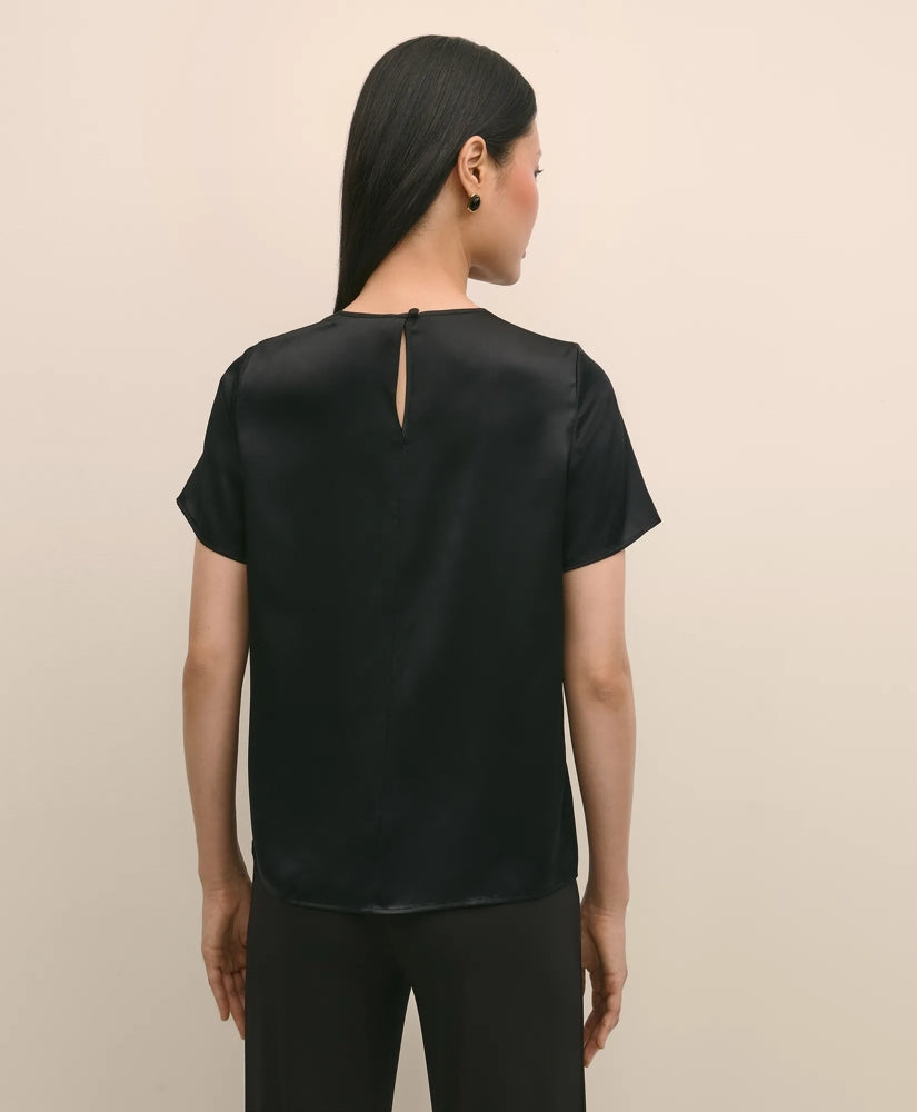 Short-Sleeve Top in Washable Silk Charmeuse
