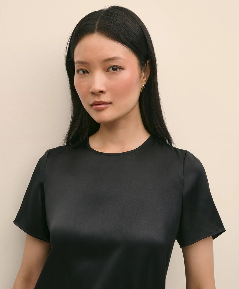 Short-Sleeve Top in Washable Silk Charmeuse