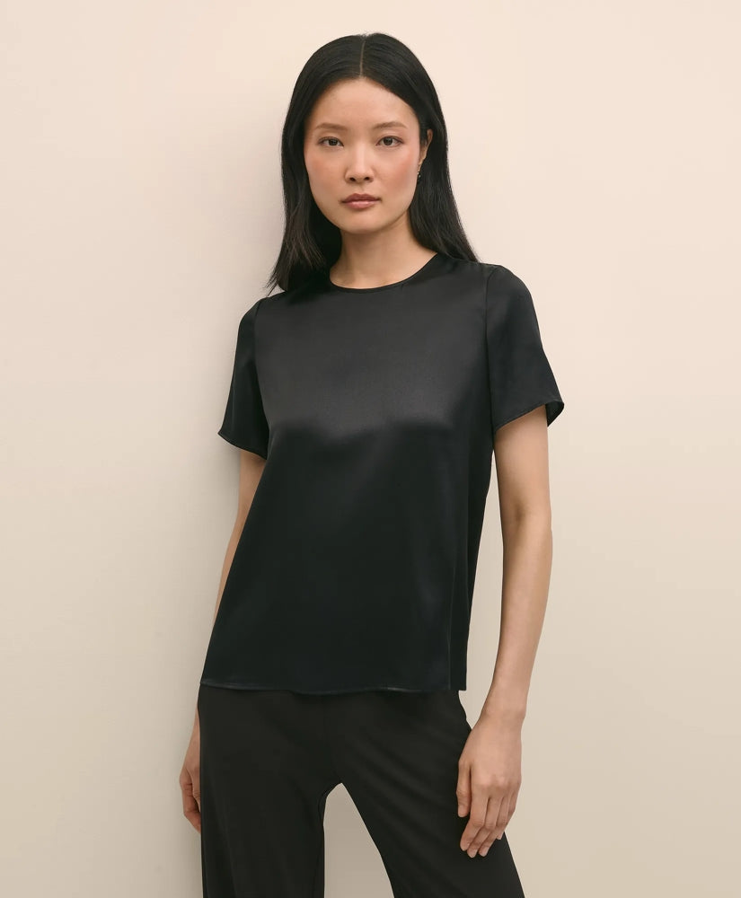Short-Sleeve Top in Washable Silk Charmeuse