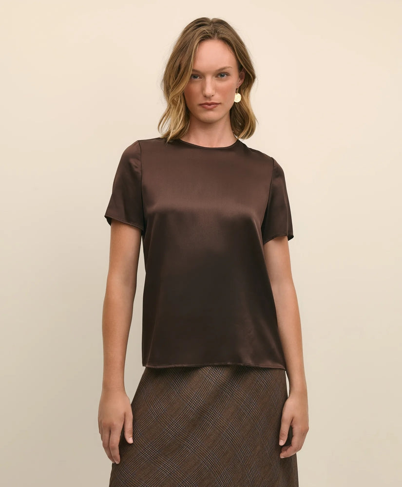 Short-Sleeve Top in Washable Silk Charmeuse
