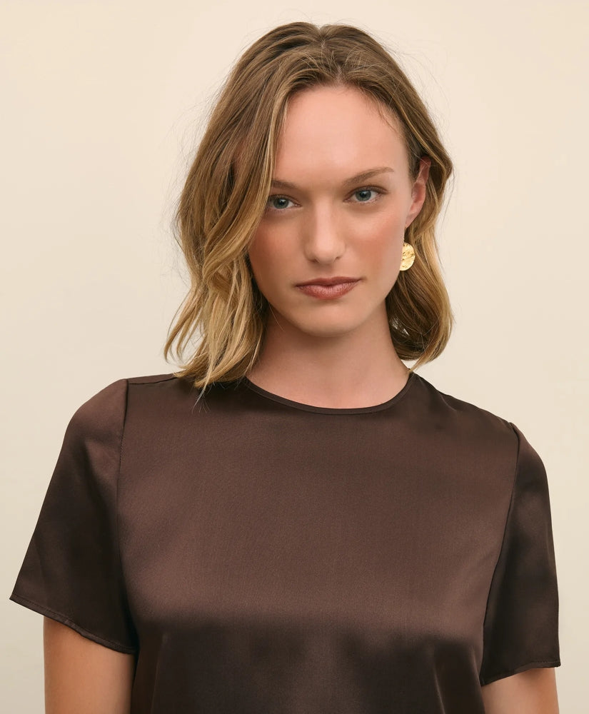 Short-Sleeve Top in Washable Silk Charmeuse