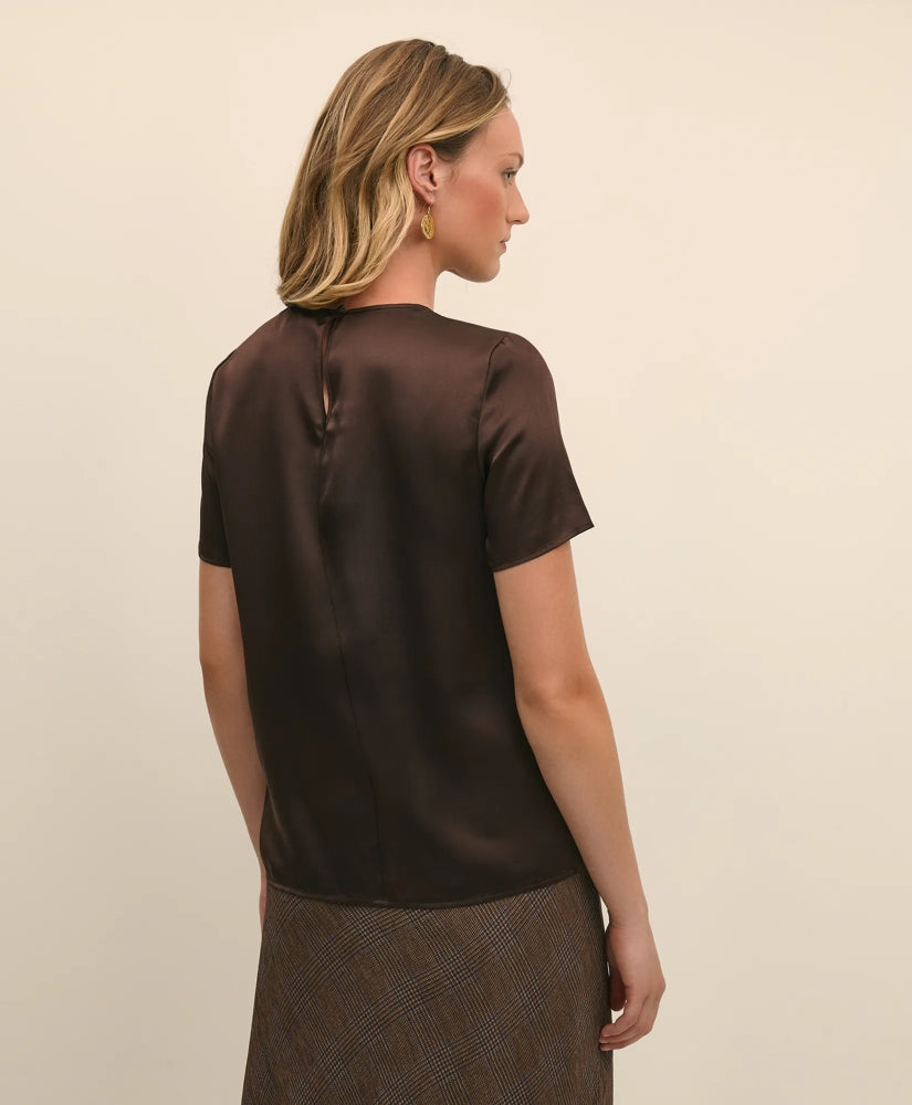 Short-Sleeve Top in Washable Silk Charmeuse