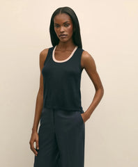 Silk-Blend Tipped Sleeveless Sweater Shell