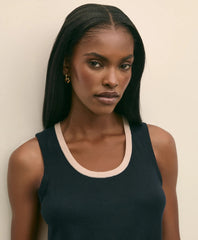 Silk-Blend Tipped Sleeveless Sweater Shell