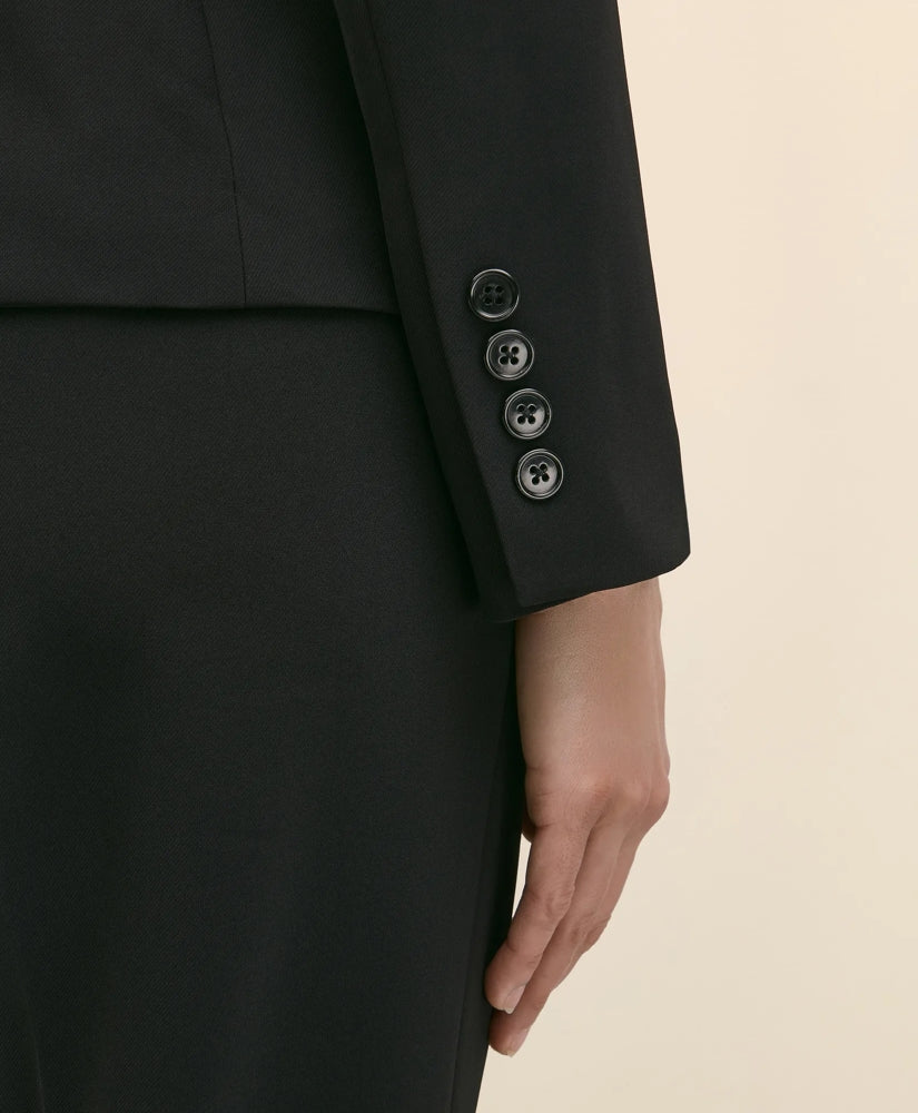 Single-Breasted Peak Lapel Jacket in Fine Twill Stretch Crepe