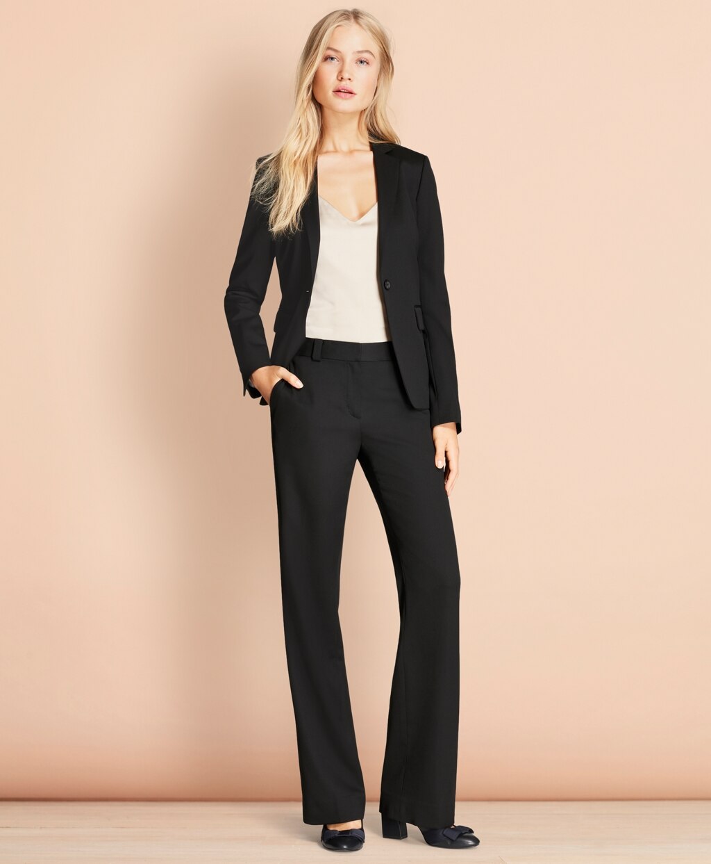 Stretch Wool One-Button Jacket