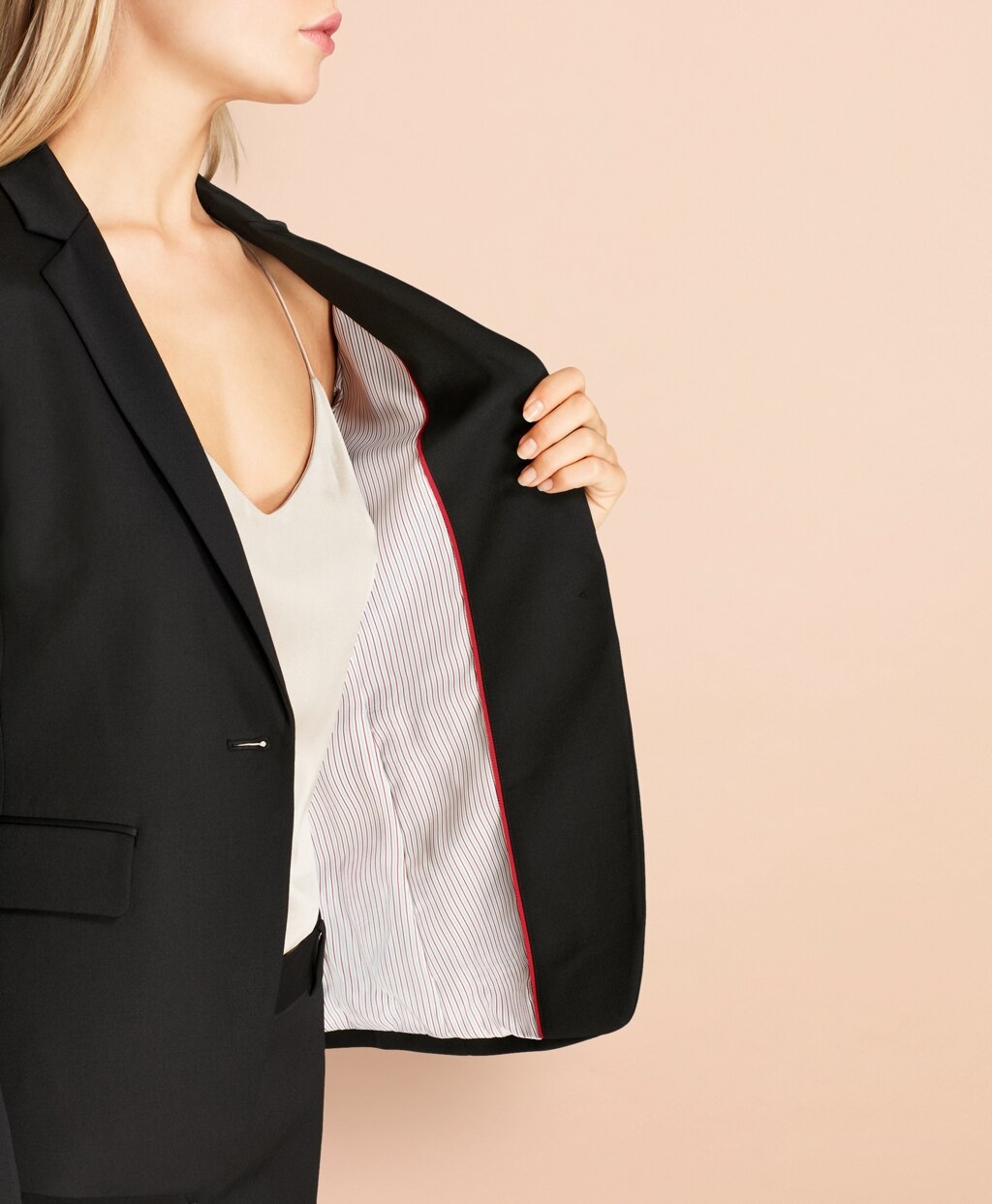 Stretch Wool One-Button Jacket
