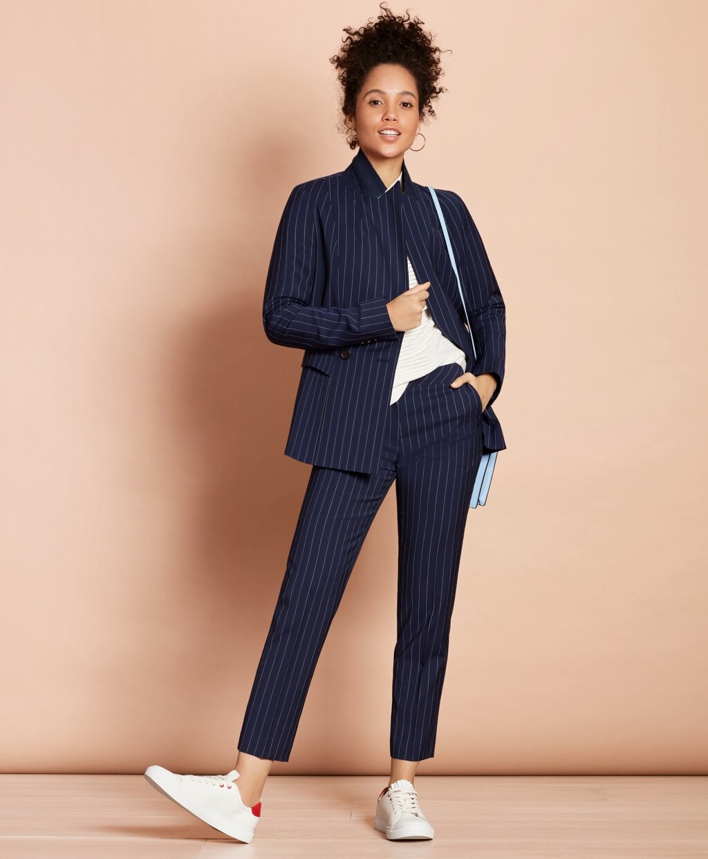 Striped Stretch-Wool Double-Breasted Jacket