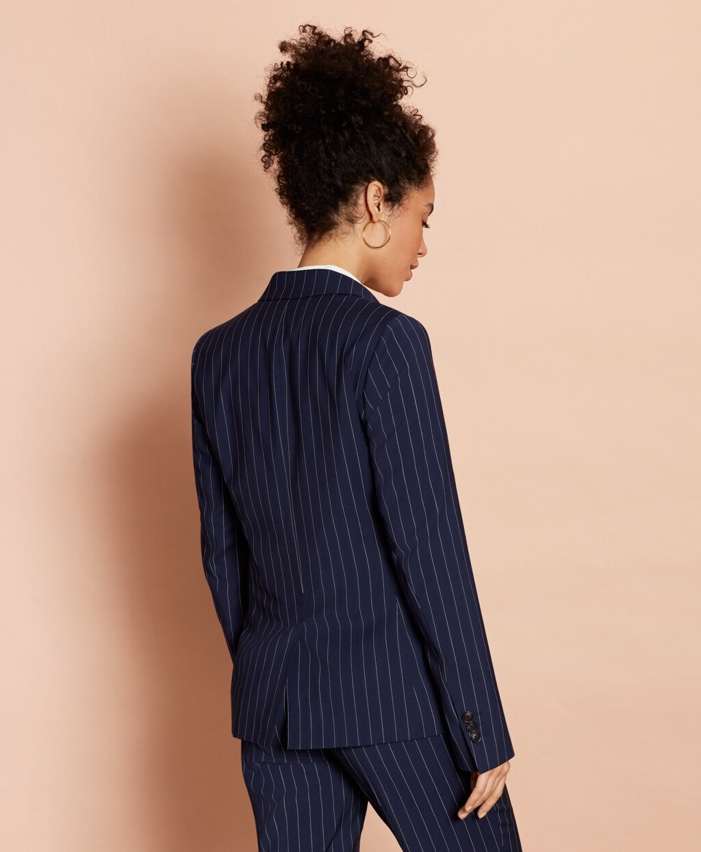 Striped Stretch-Wool Double-Breasted Jacket