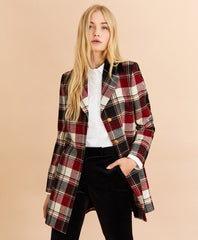 Plaid Wool Twill Long Jacket