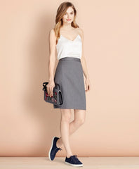 Pinstripe Stretch Wool Pencil Skirt