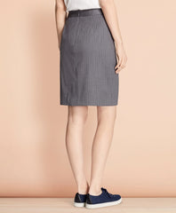 Pinstripe Stretch Wool Pencil Skirt