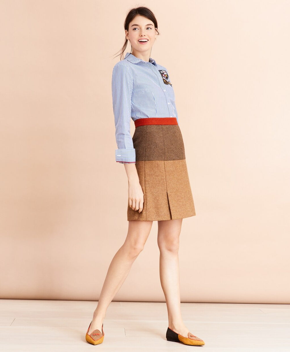 Patchwork Wool Tweed Skirt