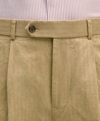 Slim Fit Cotton-Linen Herringbone Single-Pleat Suit Pants