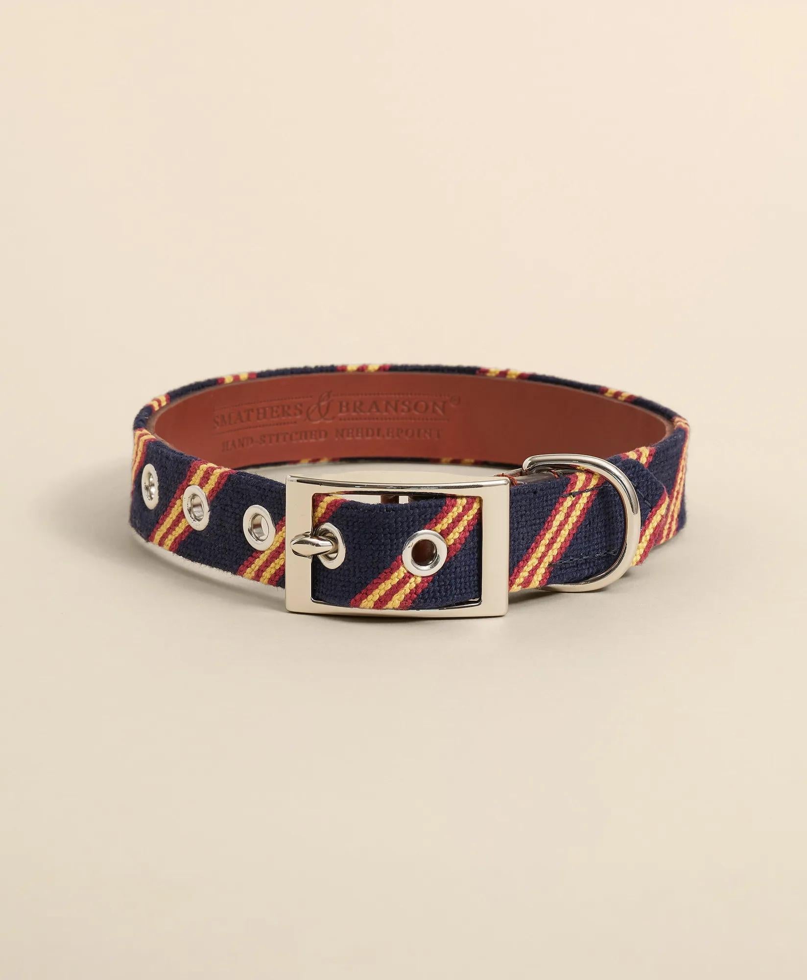 Smathers & Branson Needlepoint Rep Stripe Dog Collar