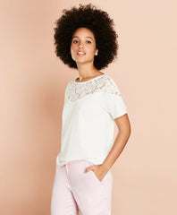 Lace-Yoke T-Shirt