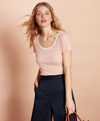 Striped Linen-Blend Scoop-Neck T-Shirt