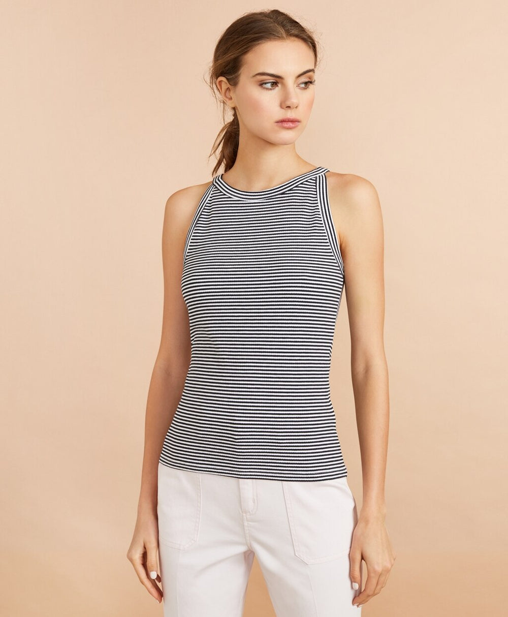 Striped Rib-Knit Tank Top