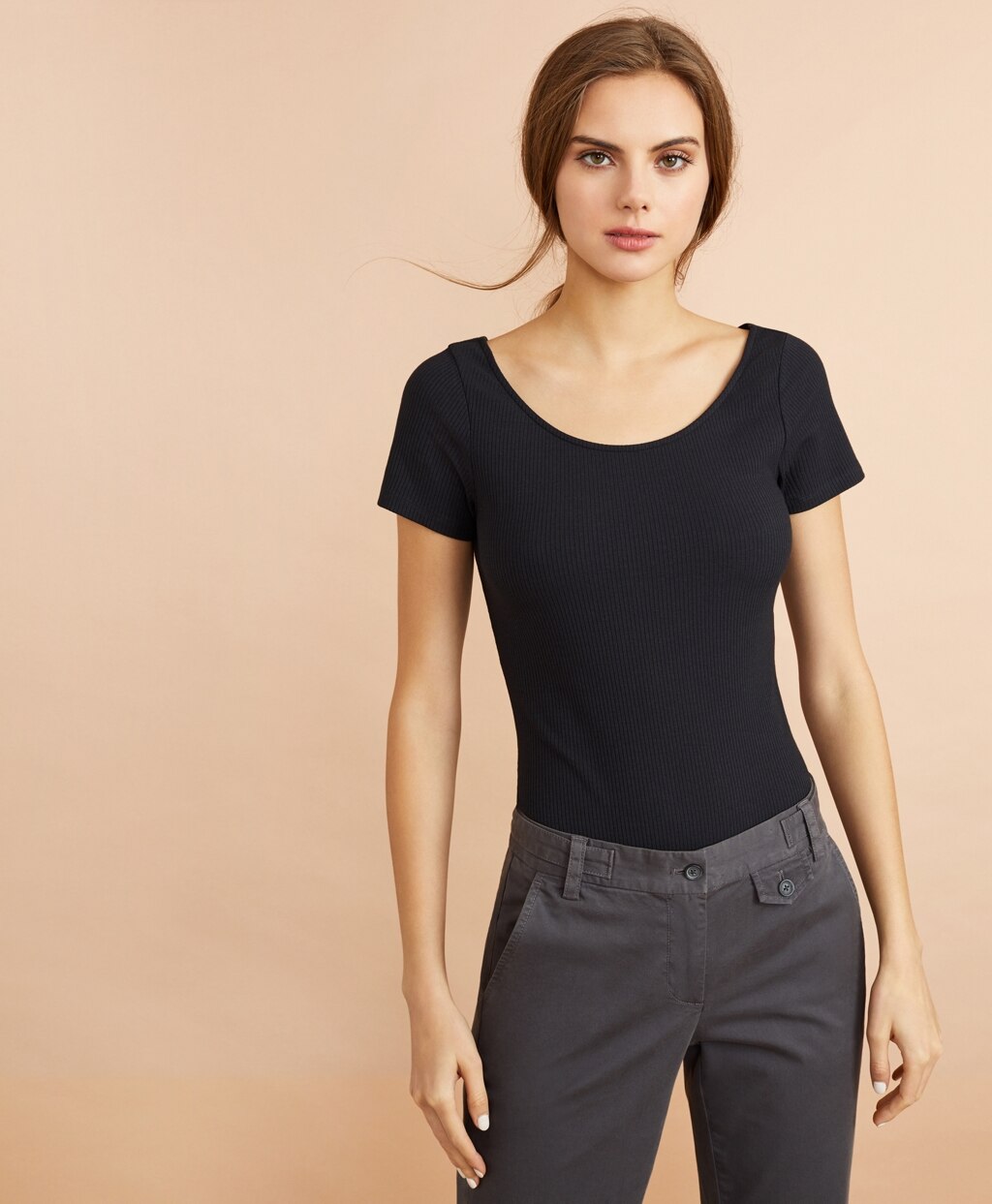 Rib-Knit Short Sleeve Bodysuit