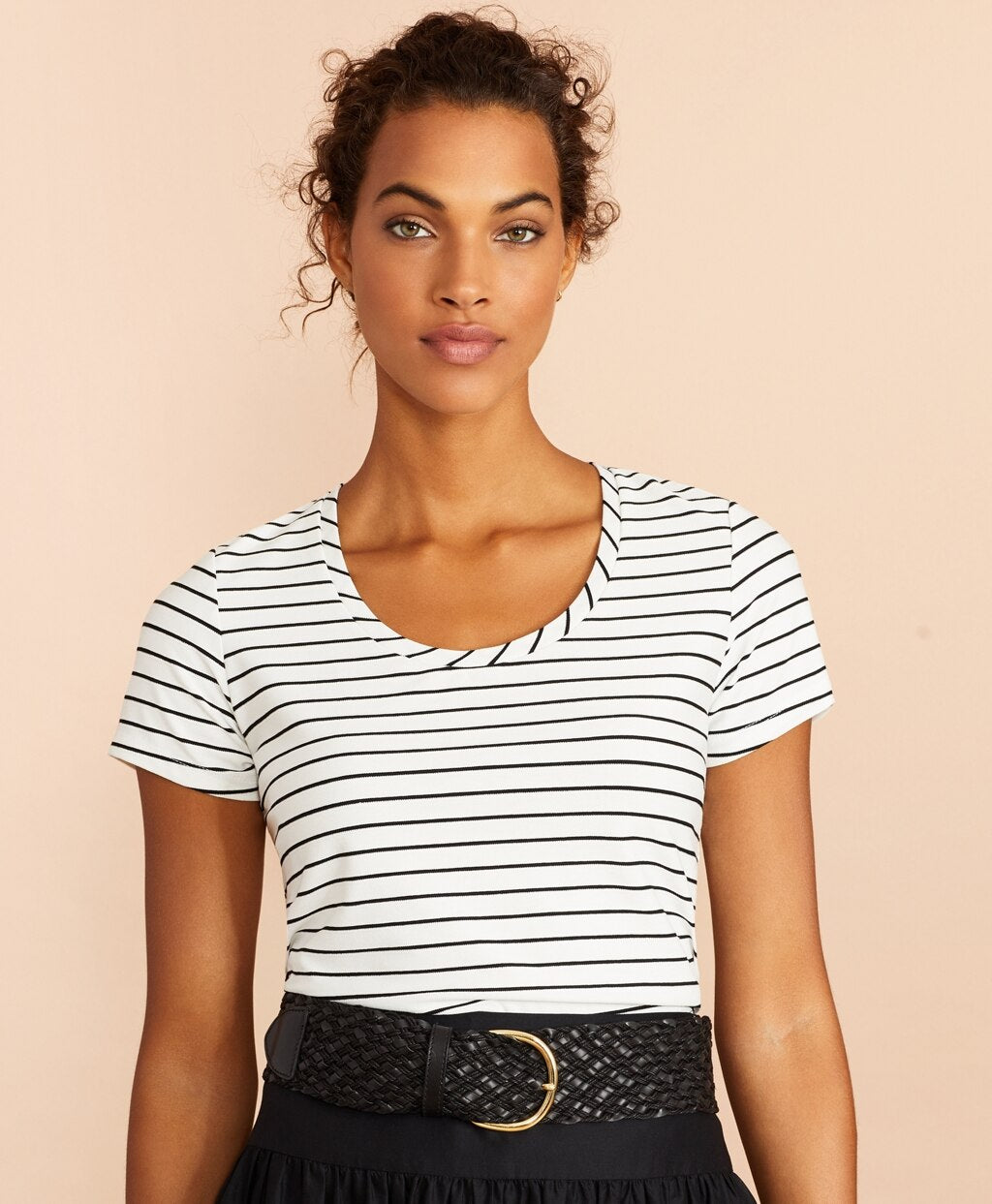Striped Scoop-Neck T-Shirt