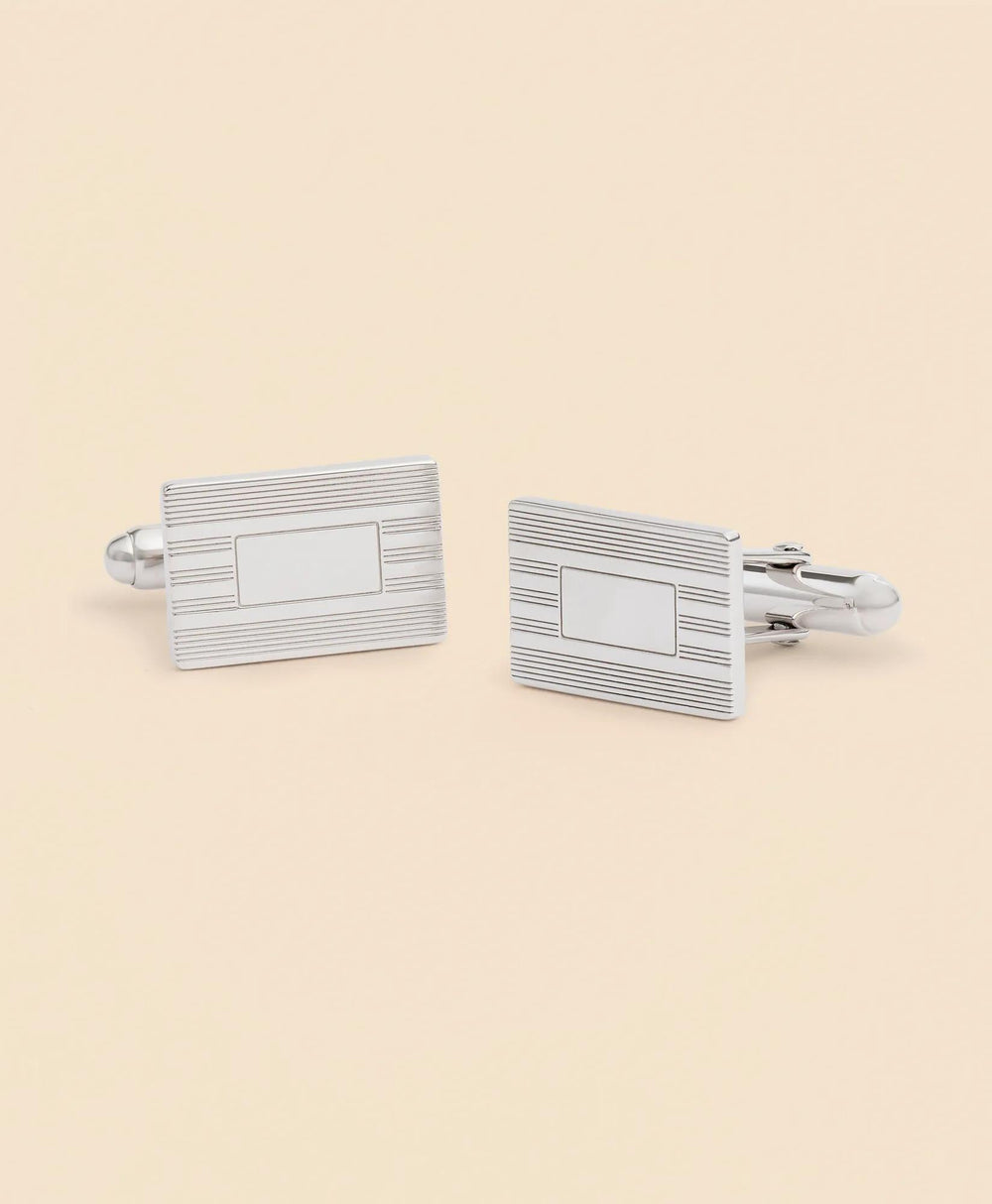 Sterling Silver Engravable Rhodium-Plated Cufflinks