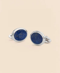 Sterling Silver Oval Rhodium-Plated Cufflinks