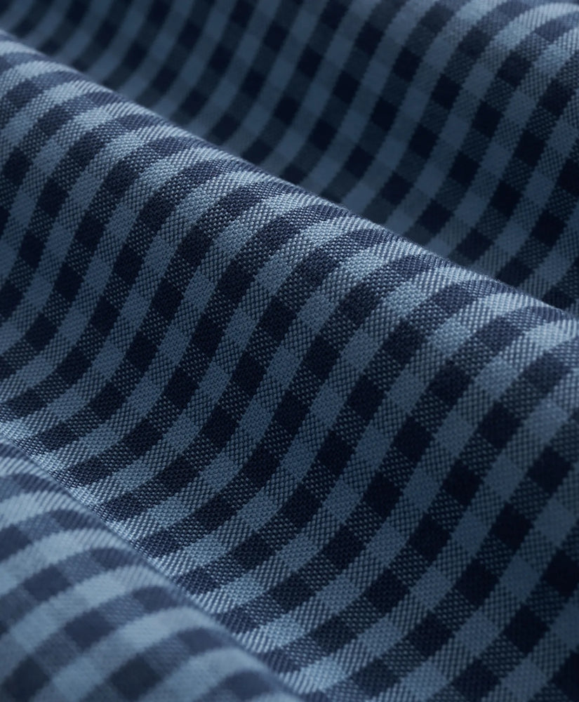 Gingham Shirt Stretch Cotton Non-Iron Oxford Polo Button Down Collar