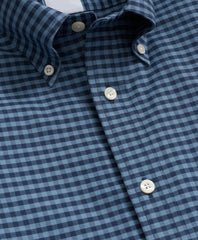 Gingham Shirt Stretch Cotton Non-Iron Oxford Polo Button Down Collar