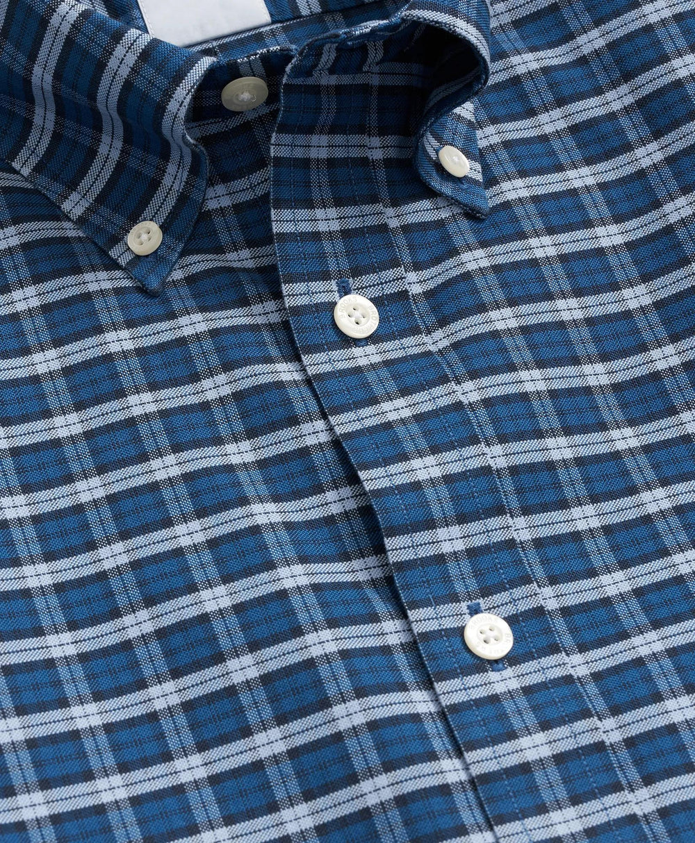Stretch Cotton Non-Iron Oxford Polo Button Down Collar Mini Tartan Shirt