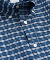 Stretch Cotton Non-Iron Oxford Polo Button Down Collar Mini Tartan Shirt