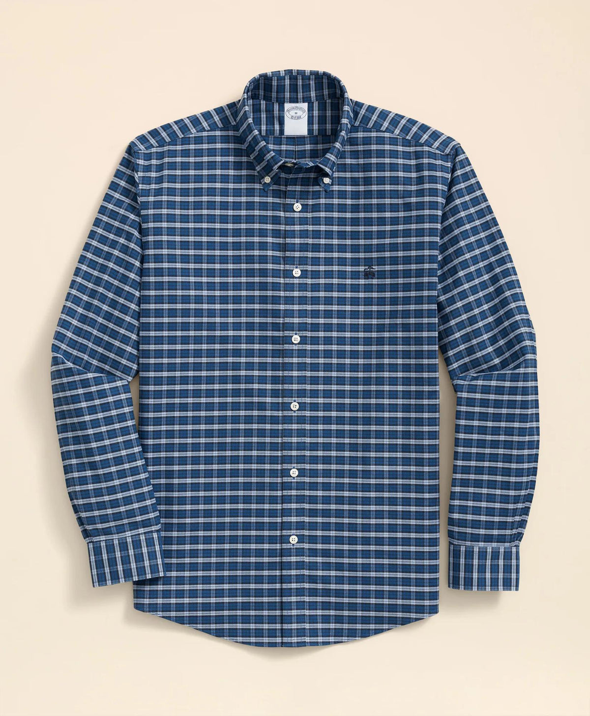 Stretch Cotton Non-Iron Oxford Polo Button Down Collar Mini Tartan Shirt