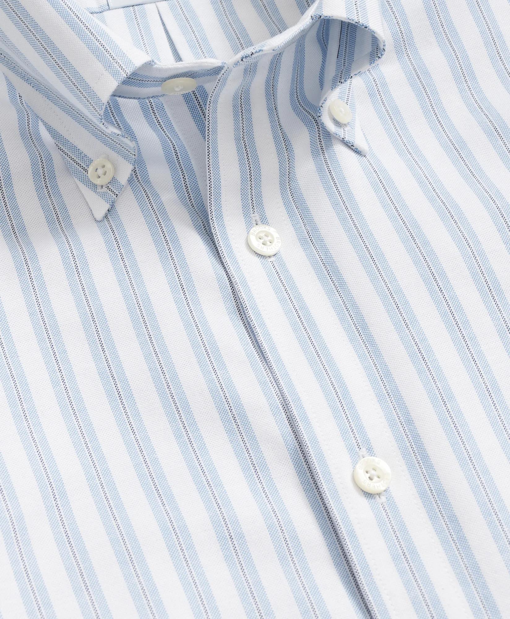 Track Stripe Shirt Stretch Cotton Non-Iron Oxford Polo Button Down Collar