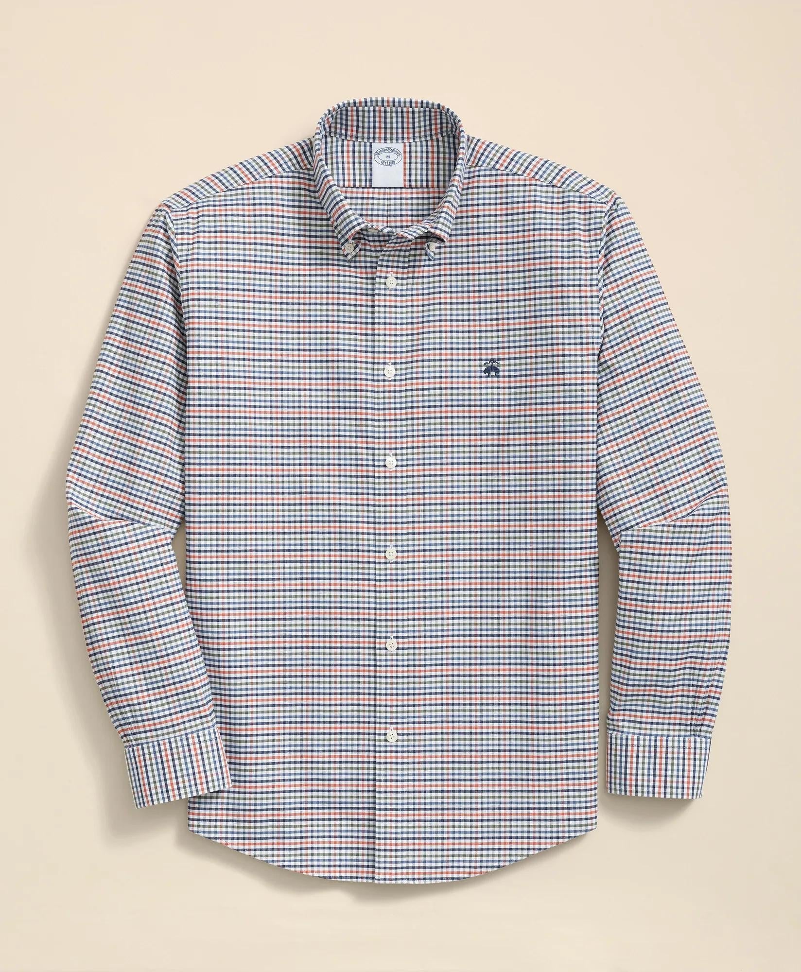 Multi-Check Shirt Stretch Non-Iron Oxford Button-Down Collar