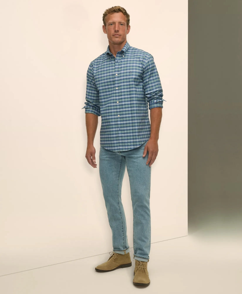 Tartan Sport Shirt Stretch Non-Iron Oxford Button-Down Collar