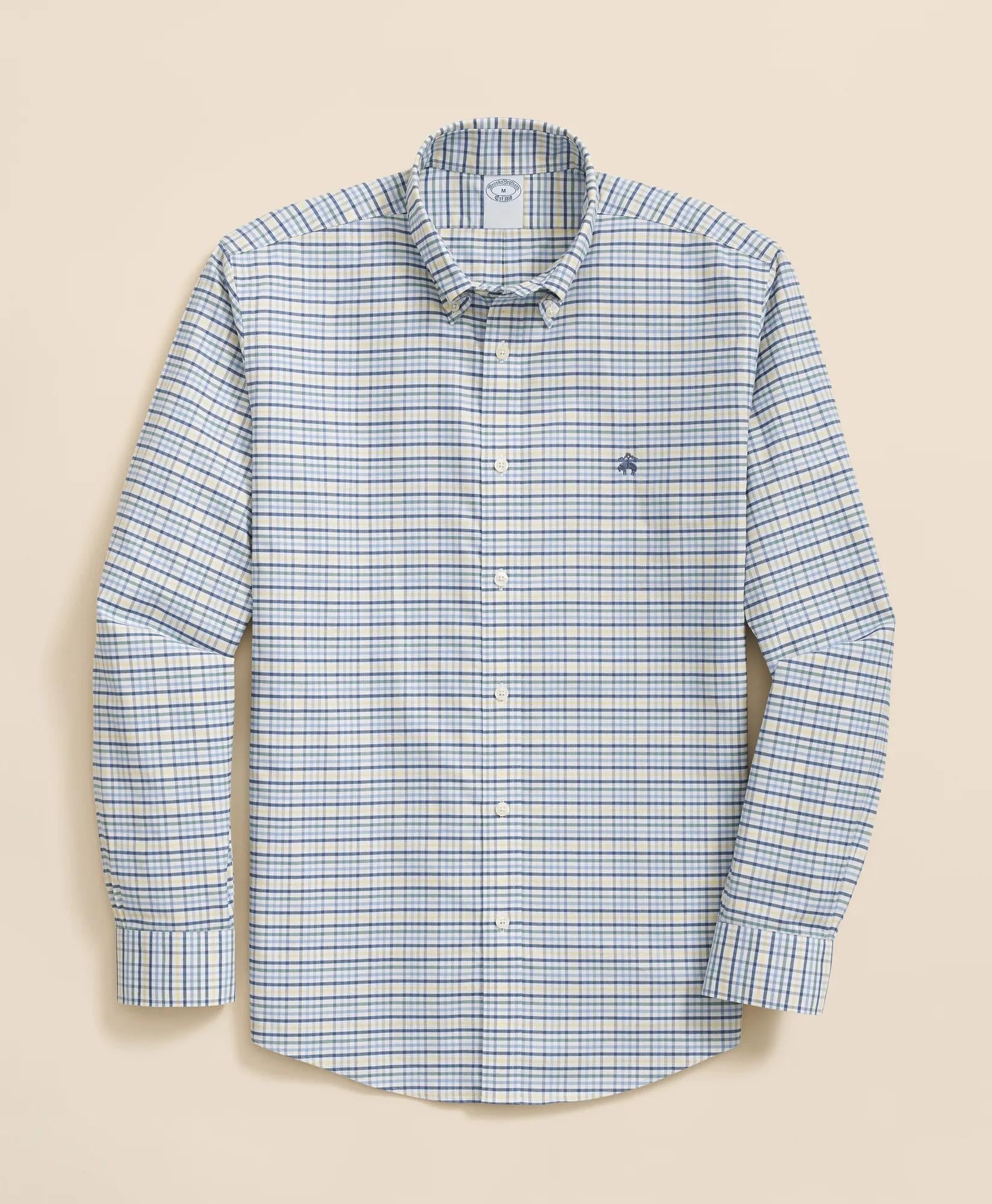 Tattersall Sport Shirt Stretch Non-Iron Oxford Button-Down Collar