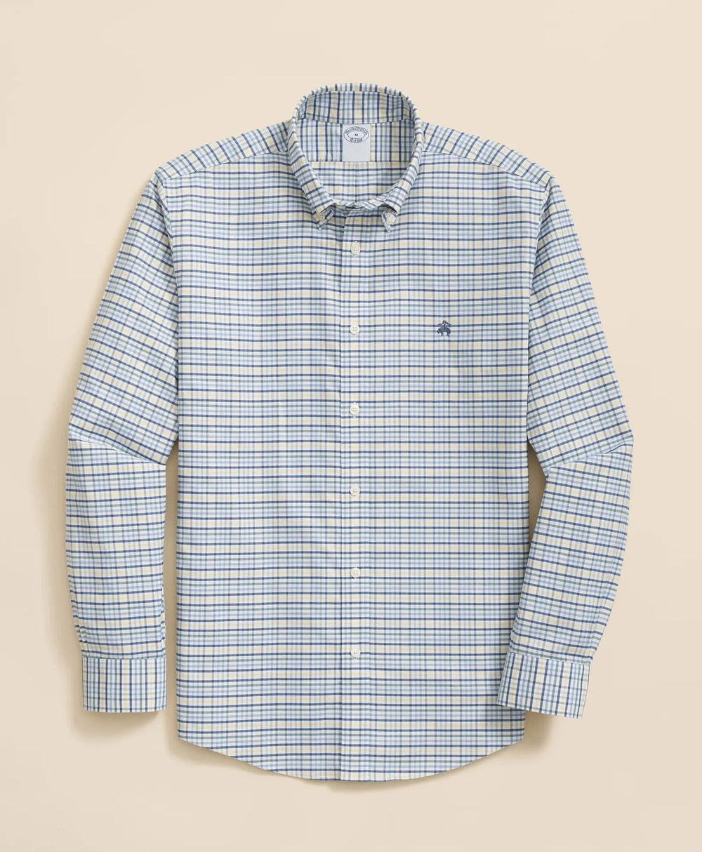Tattersall Sport Shirt Stretch Non-Iron Oxford Button-Down Collar