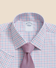 Alternating Check Short-Sleeve Dress Shirt Stretch Supima® Cotton Non-Iron Ainsley Collar