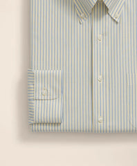 Stretch Supima® Cotton Non-Iron Broadcloth Polo Button-Down Collar Striped Dress Shirt