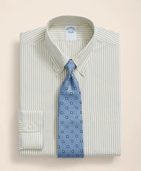 Stretch Supima® Cotton Non-Iron Broadcloth Polo Button-Down Collar Striped Dress Shirt