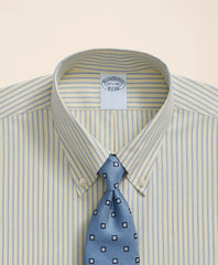 Stretch Supima® Cotton Non-Iron Broadcloth Polo Button-Down Collar Striped Dress Shirt