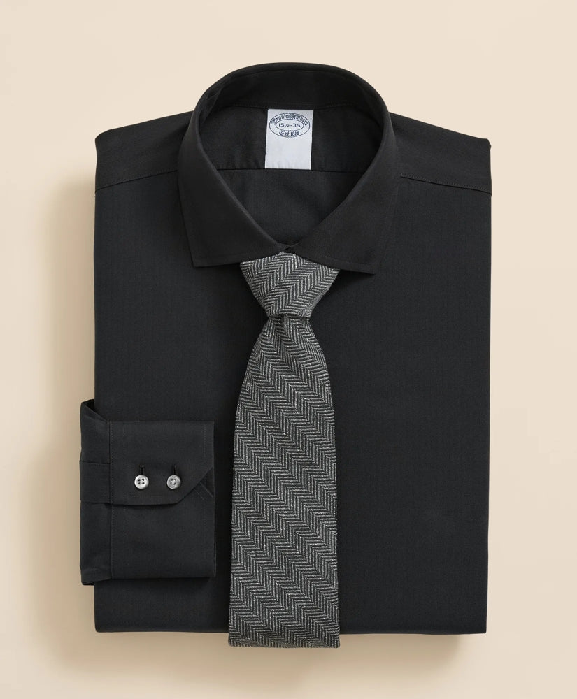 Stretch Supima® Cotton Non-Iron English Spread Collar Herringbone Dress Shirt