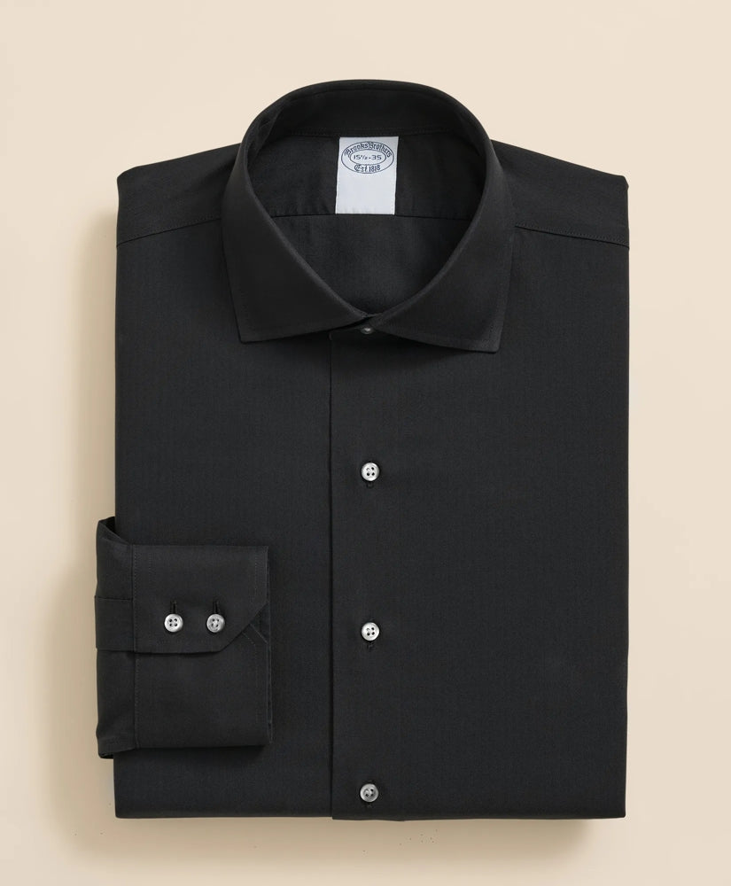 Stretch Supima® Cotton Non-Iron English Spread Collar Herringbone Dress Shirt