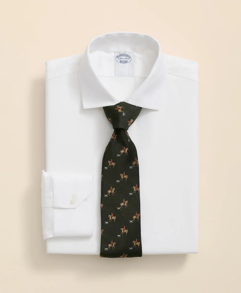 Stretch Supima® Cotton Non-Iron English Spread Collar Herringbone Dress Shirt